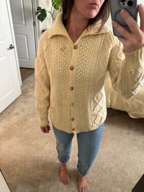 Campbell's "John Jo" Ardara Co. Donegal Handknit Fisherman Irish Wool Cardigan